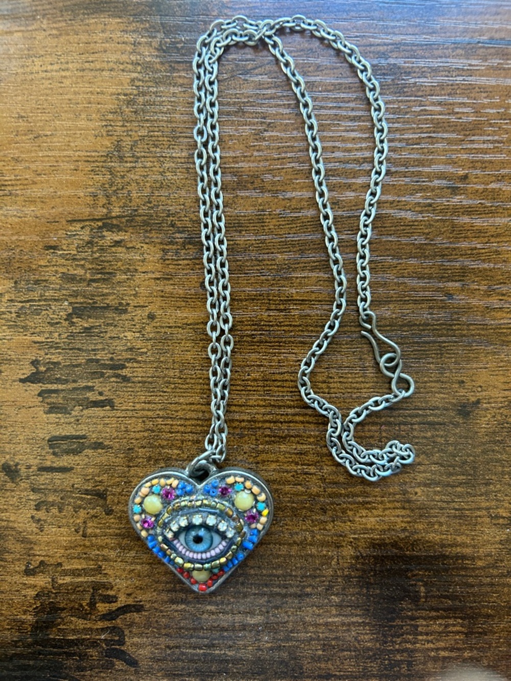 Heart Pendant Necklace with Blue Eye Accent - Women Jewelry